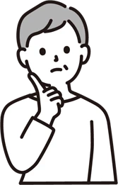 「どうすればいいのかしら」と思案しながらこちらを見ている女性のイラスト